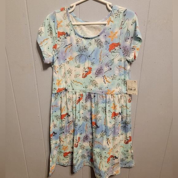 Girls 7/8 Short Sleeve Disney Little Mermaid Dress - Picture 1 of 9